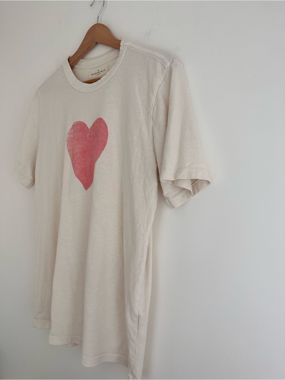 imogene + willie Cream Tee with Faded Pink Heart - Picture 5 of 5